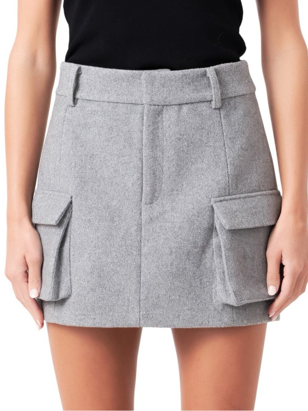 Grey‎ lab Wool Blend Cargo Miniskirt size medium